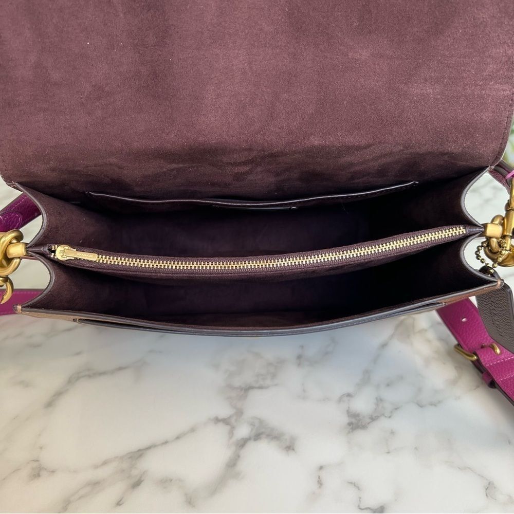 COACH Tabby Shoulder Bag In Colorblock Hibiscus Pink Brown Brass Crossbody 76106 - Picture 11 of 16